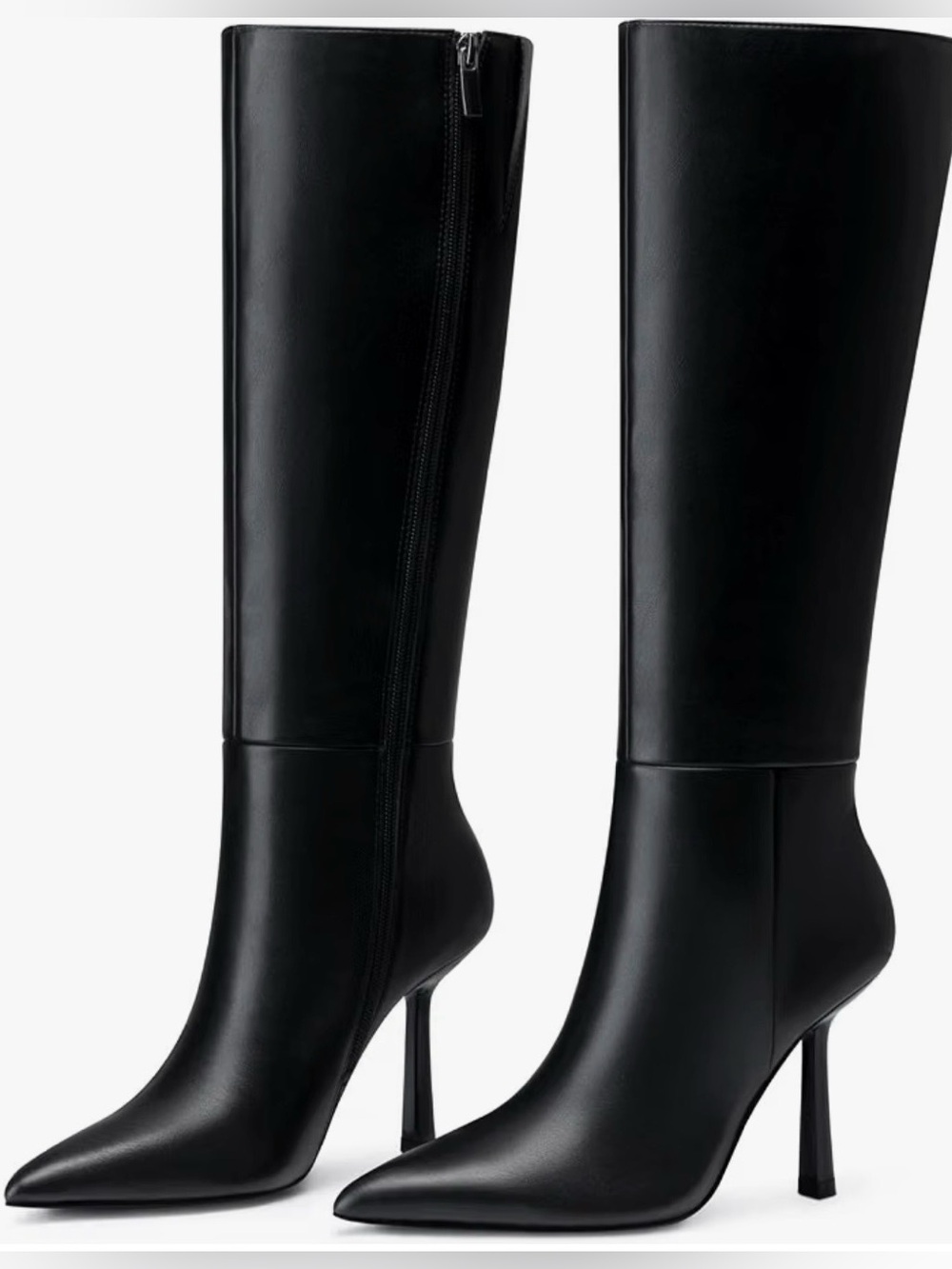 New! Classic Sleek Black High-Heel Knee Stiletto Boot - (Size: 7.5)